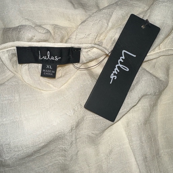 NWT Lulus Cream Color Short Sleeve Prairie Style Dress, Size XL - Picture 10 of 11